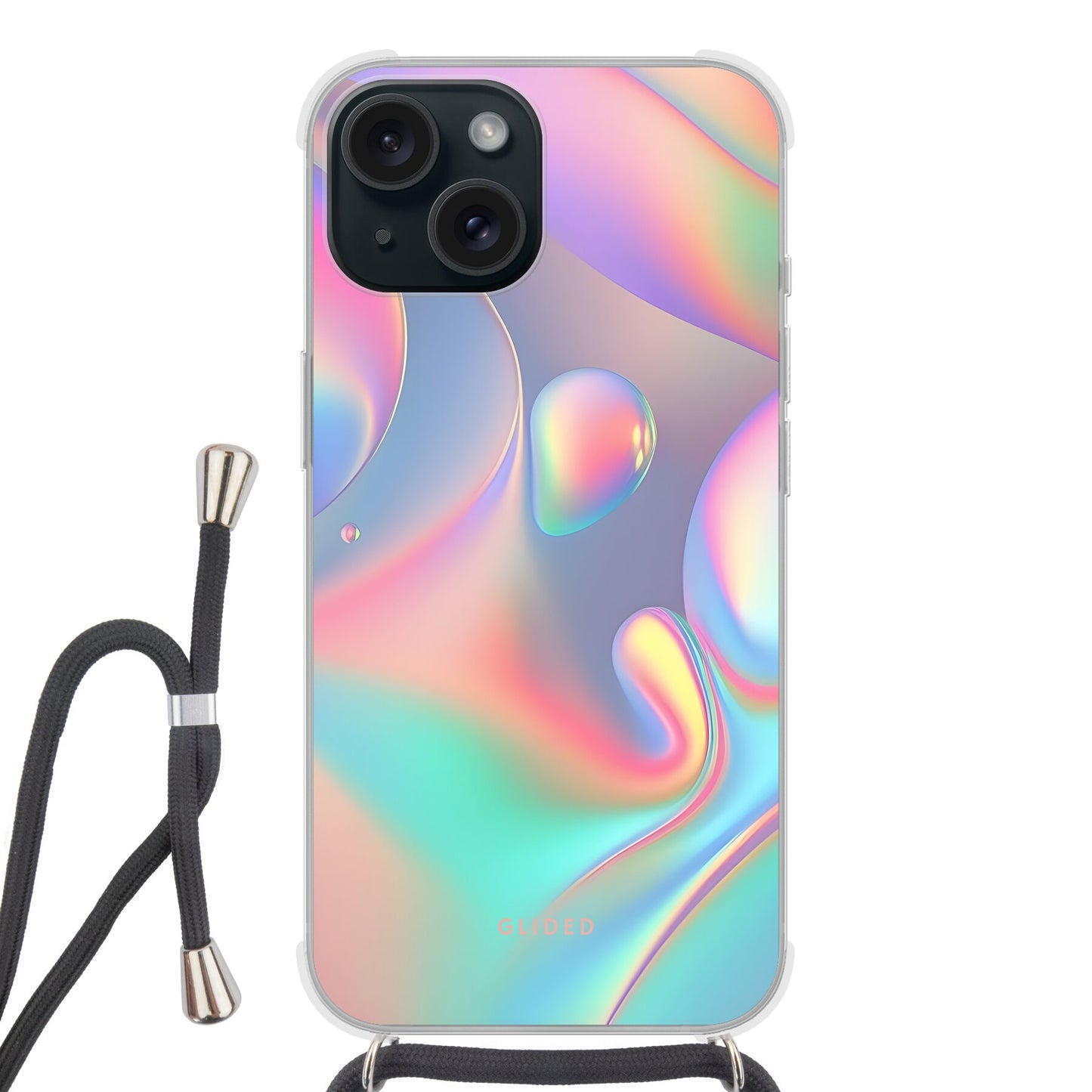 Holographic Aesthetic - iPhone 15 Handyhülle Crossbody case mit Band