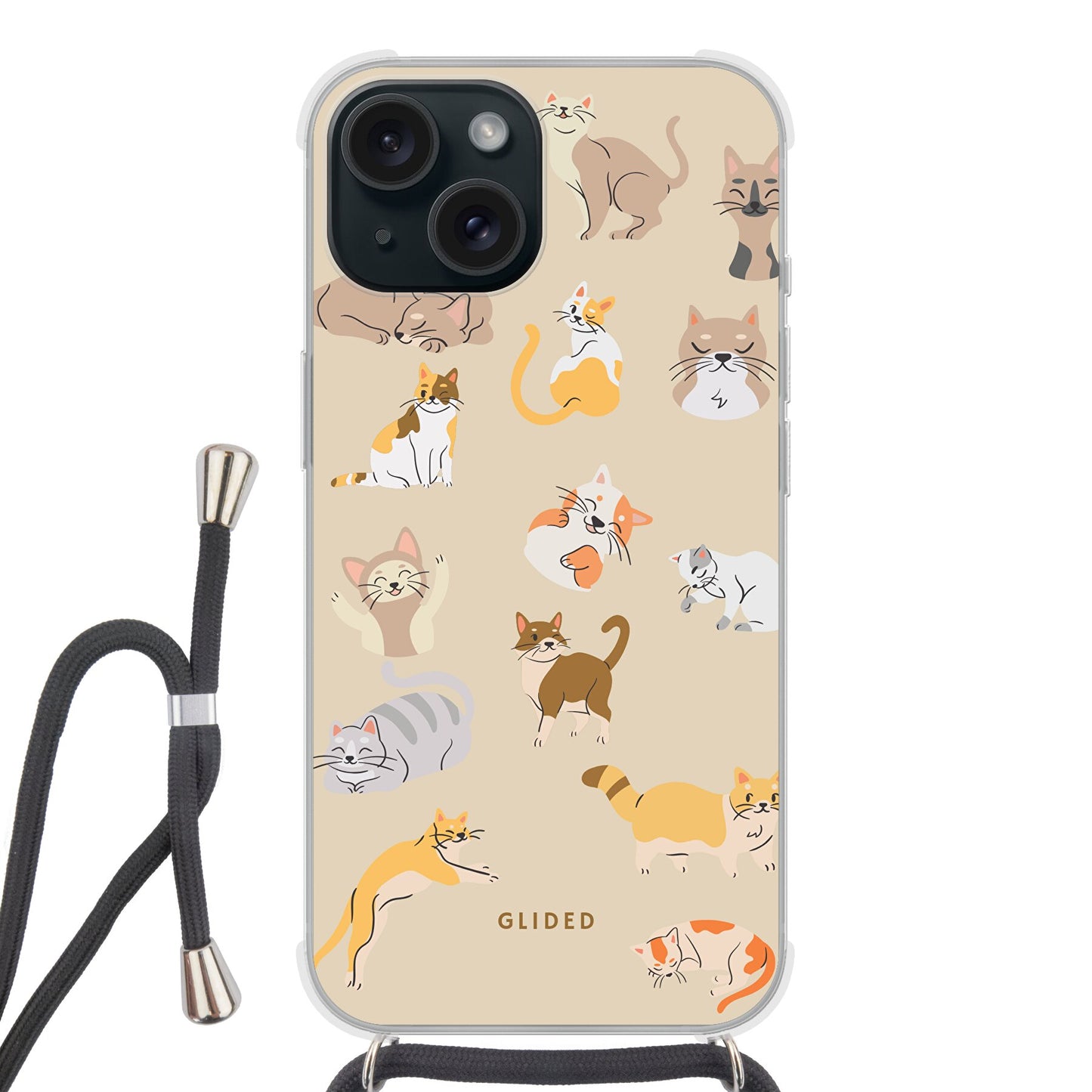 Meow - iPhone 15 Handyhülle Crossbody case mit Band