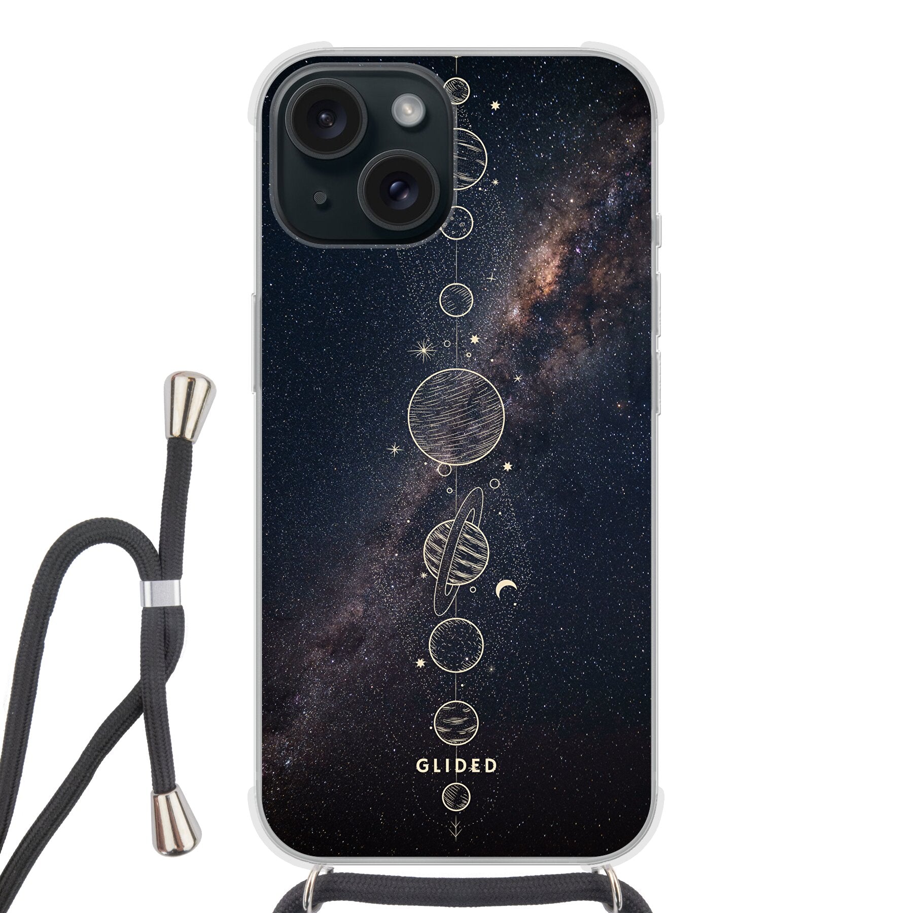 Planets - iPhone 15 Handyhülle Crossbody case mit Band