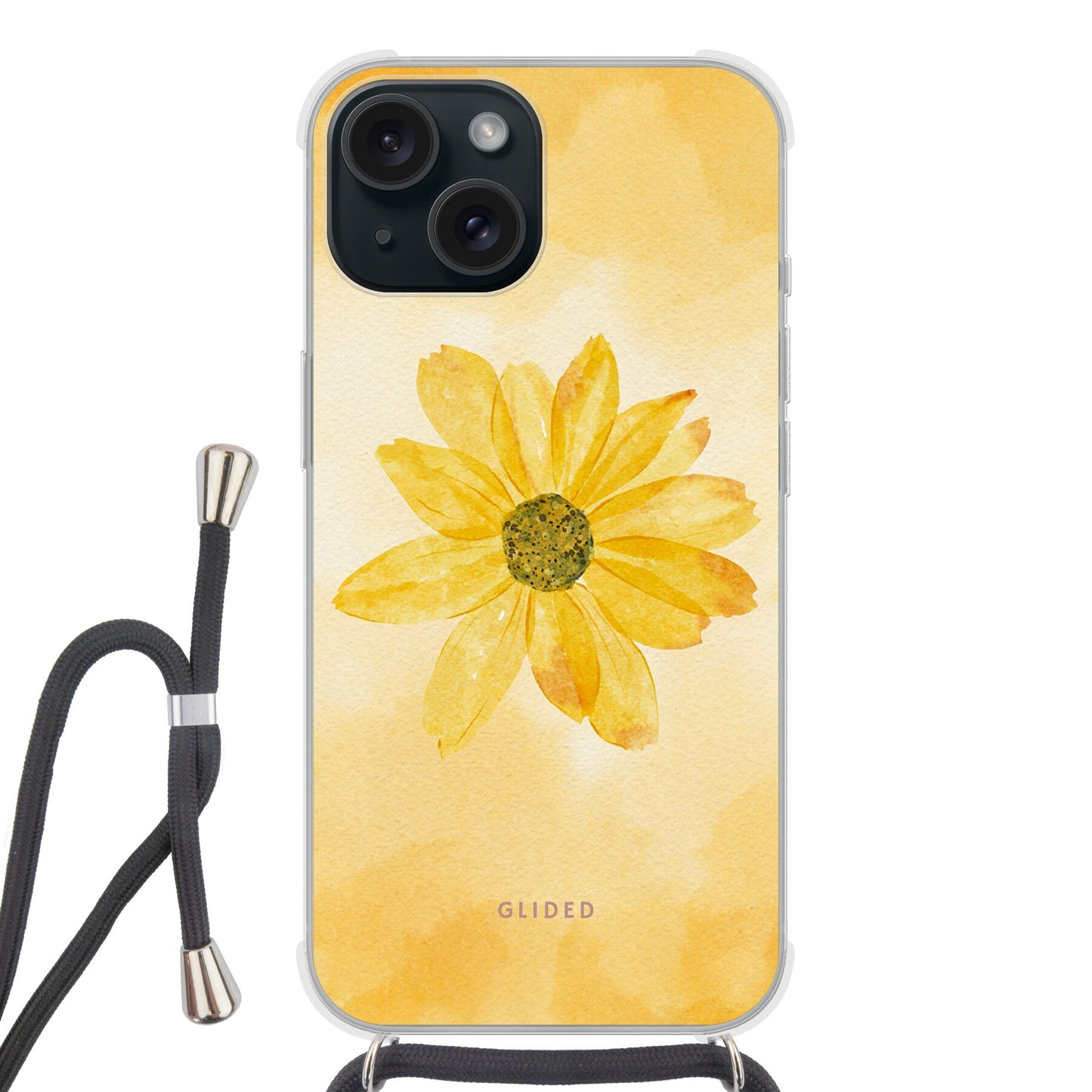 Yellow Flower - iPhone 15 Handyhülle Crossbody case mit Band