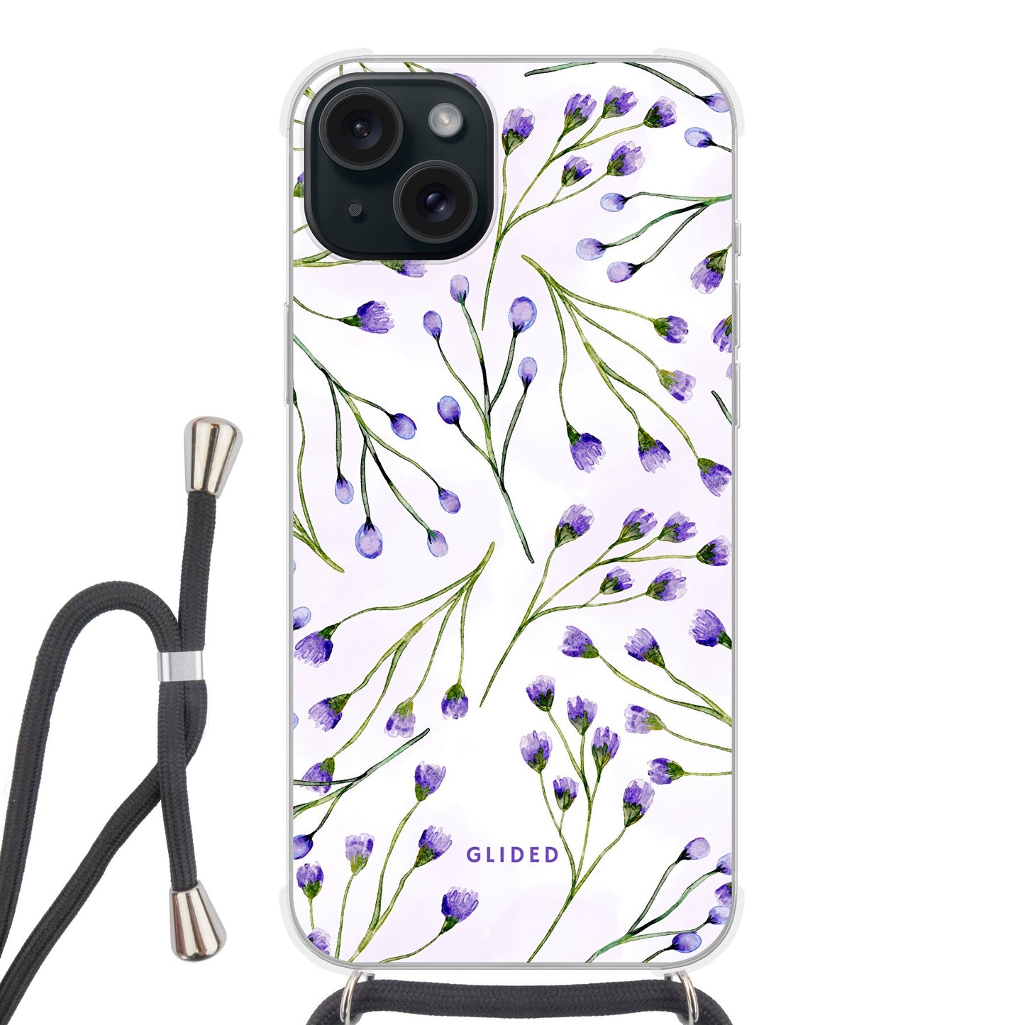 Violet Garden - iPhone 15 Plus Handyhülle Crossbody case mit Band