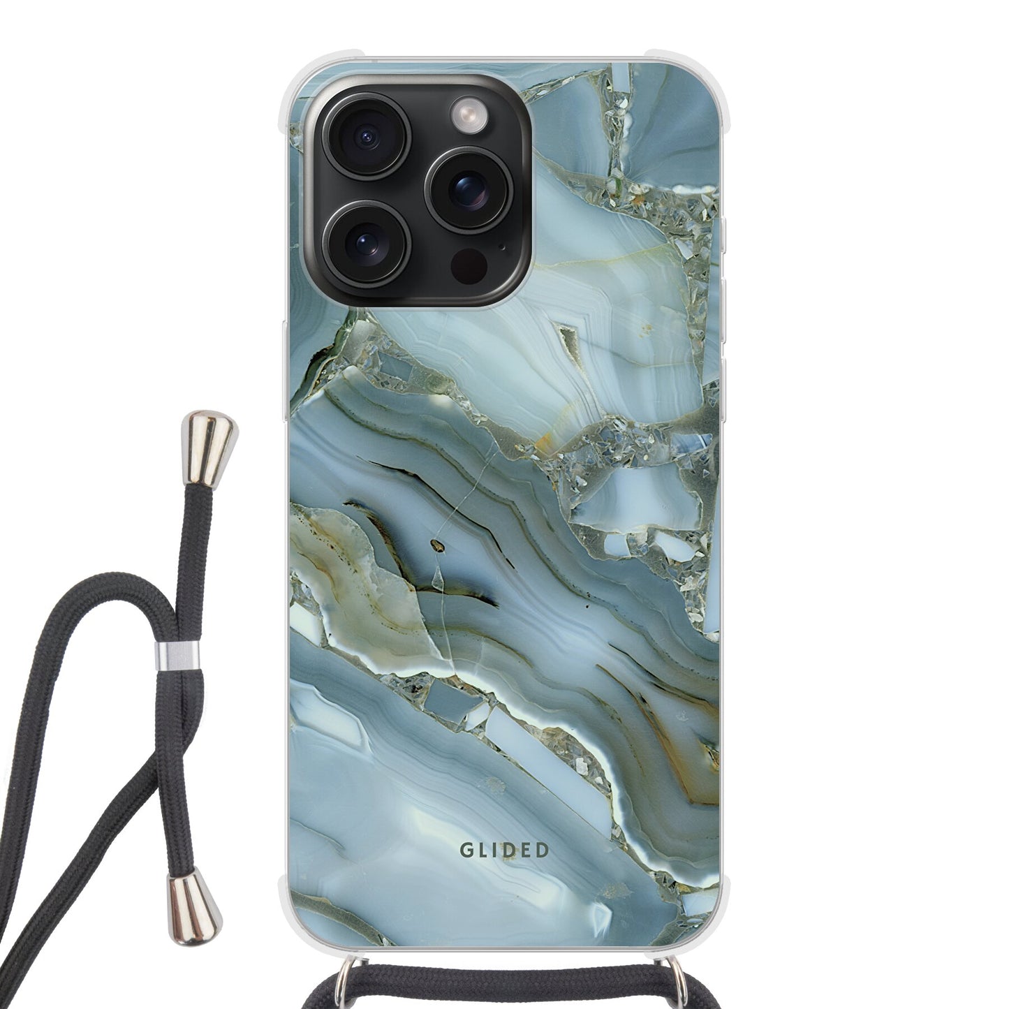 Green Marble - iPhone 15 Pro Handyhülle Crossbody case mit Band