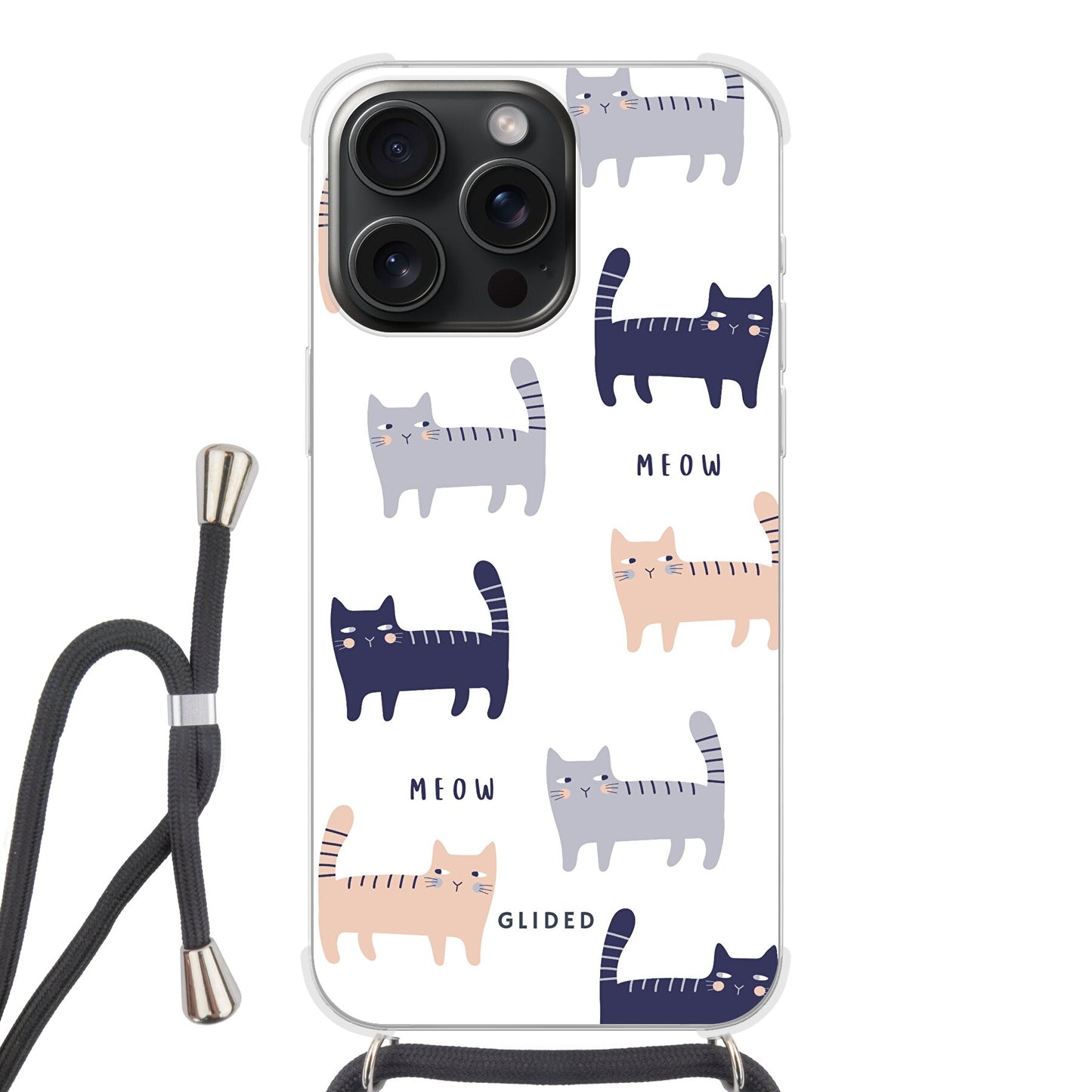 Purrfection - iPhone 15 Pro Handyhülle Crossbody case mit Band