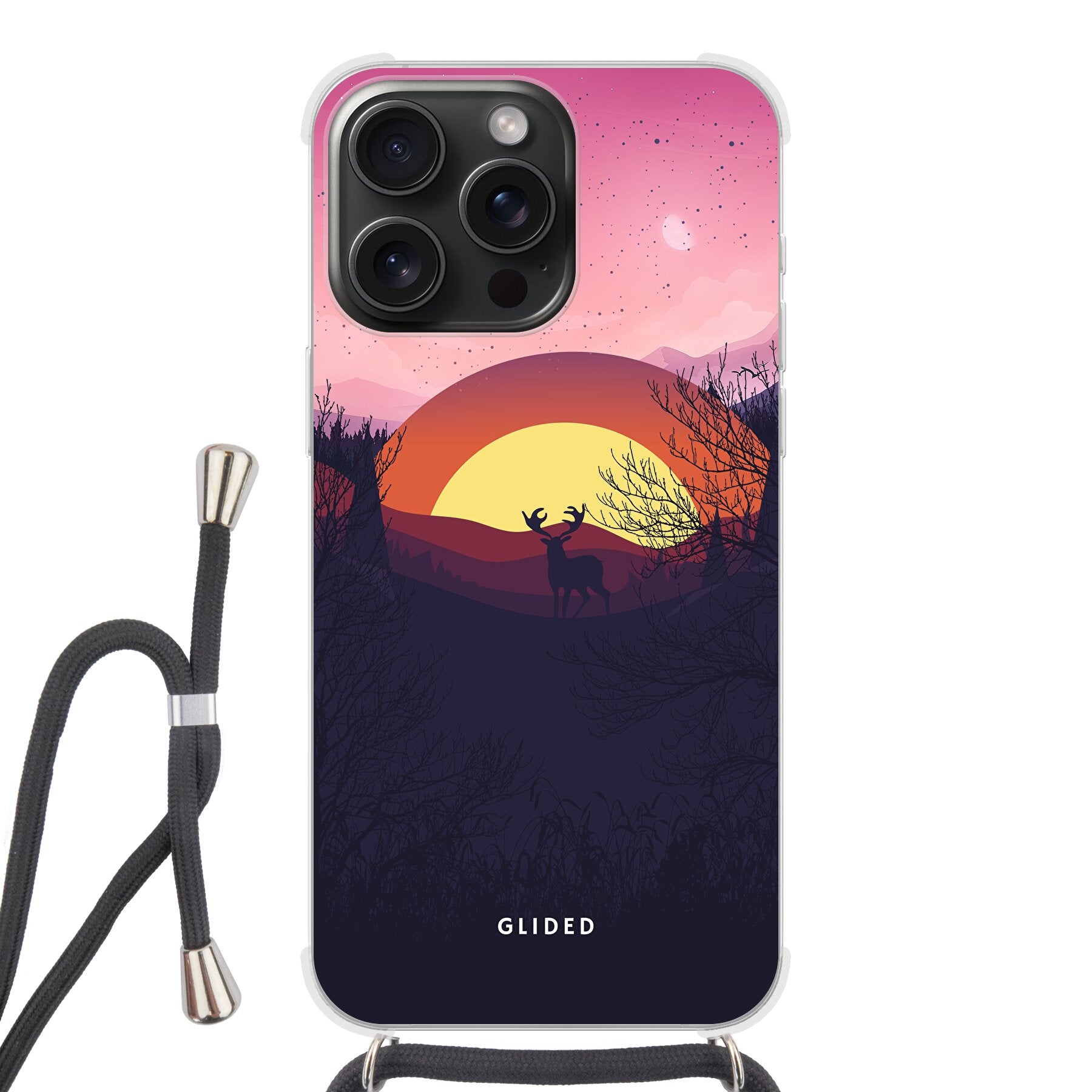 Sunset Majesty - iPhone 15 Pro Handyhülle Crossbody case mit Band