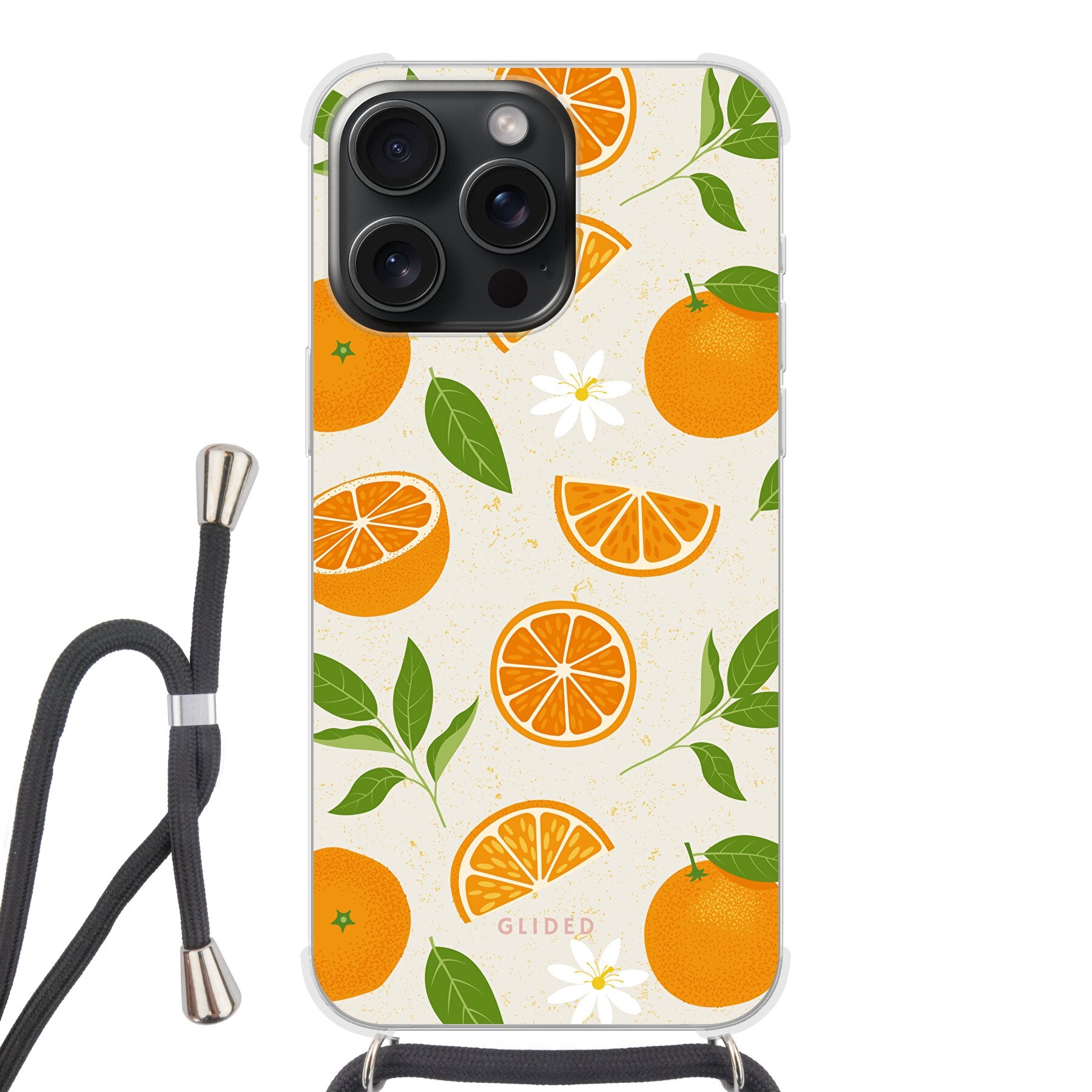 Tasty Orange - iPhone 15 Pro Handyhülle Crossbody case mit Band