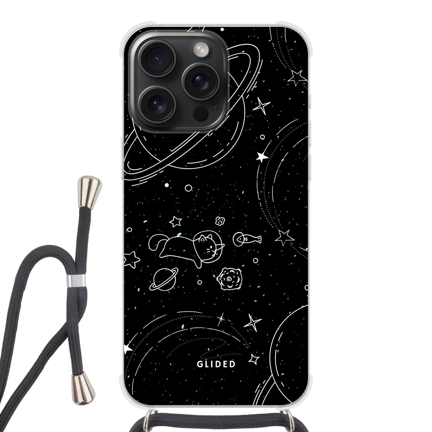 Cosmic Cat - iPhone 15 Pro Handyhülle Crossbody case mit Band