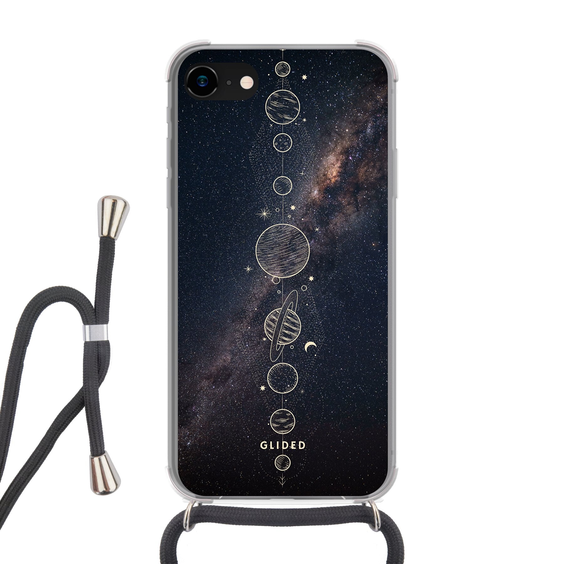 Planets - iPhone 8 Handyhülle Crossbody case mit Band