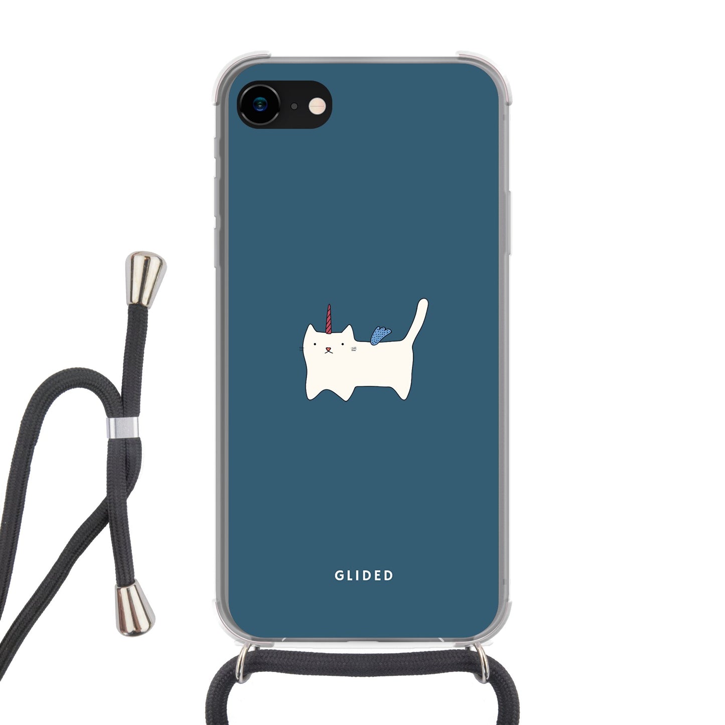 Wonder Cat - iPhone 8 Handyhülle Crossbody case mit Band