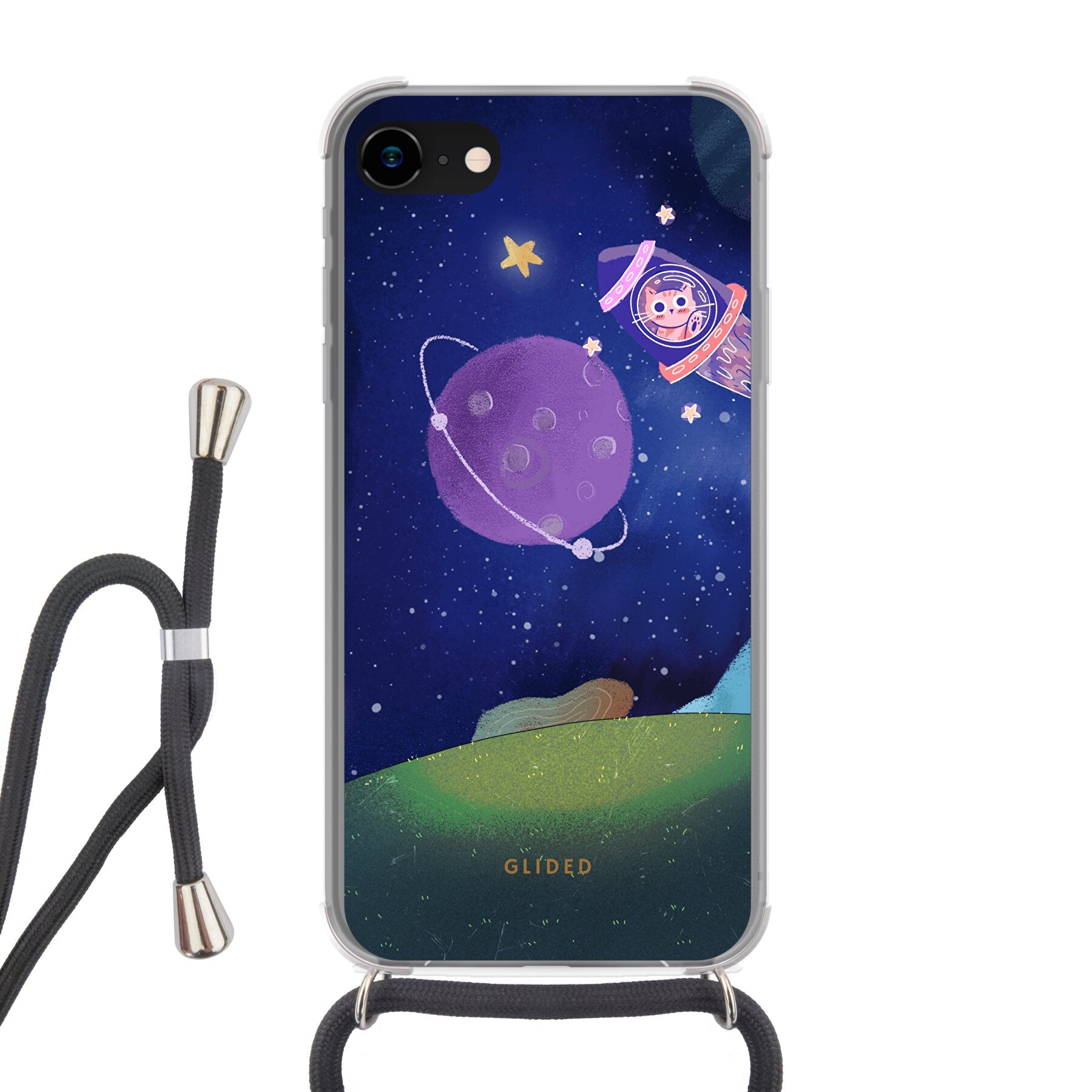 Galaxy Cat - iPhone 8 Handyhülle Crossbody case mit Band