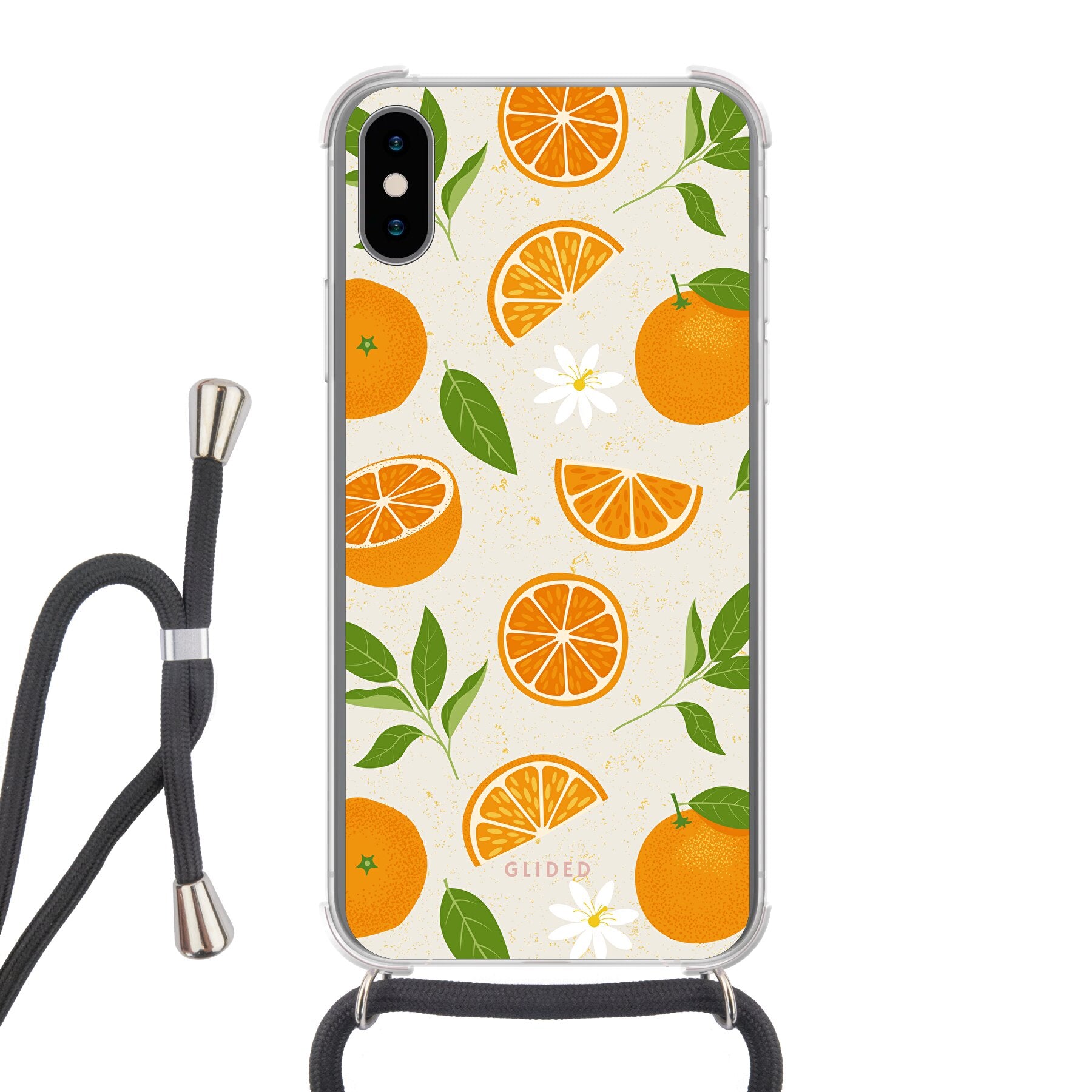 Tasty Orange - iPhone X/Xs Handyhülle Crossbody case mit Band
