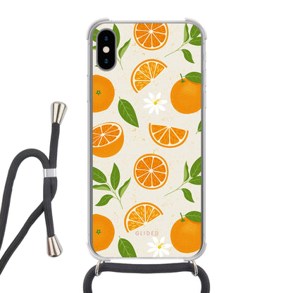 Tasty Orange - iPhone X/Xs Handyhülle Crossbody case mit Band