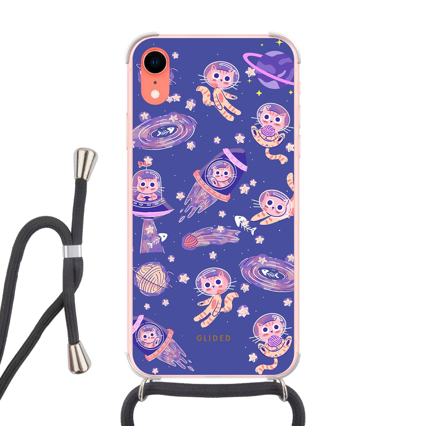 Space Cat - iPhone XR Handyhülle Crossbody case mit Band