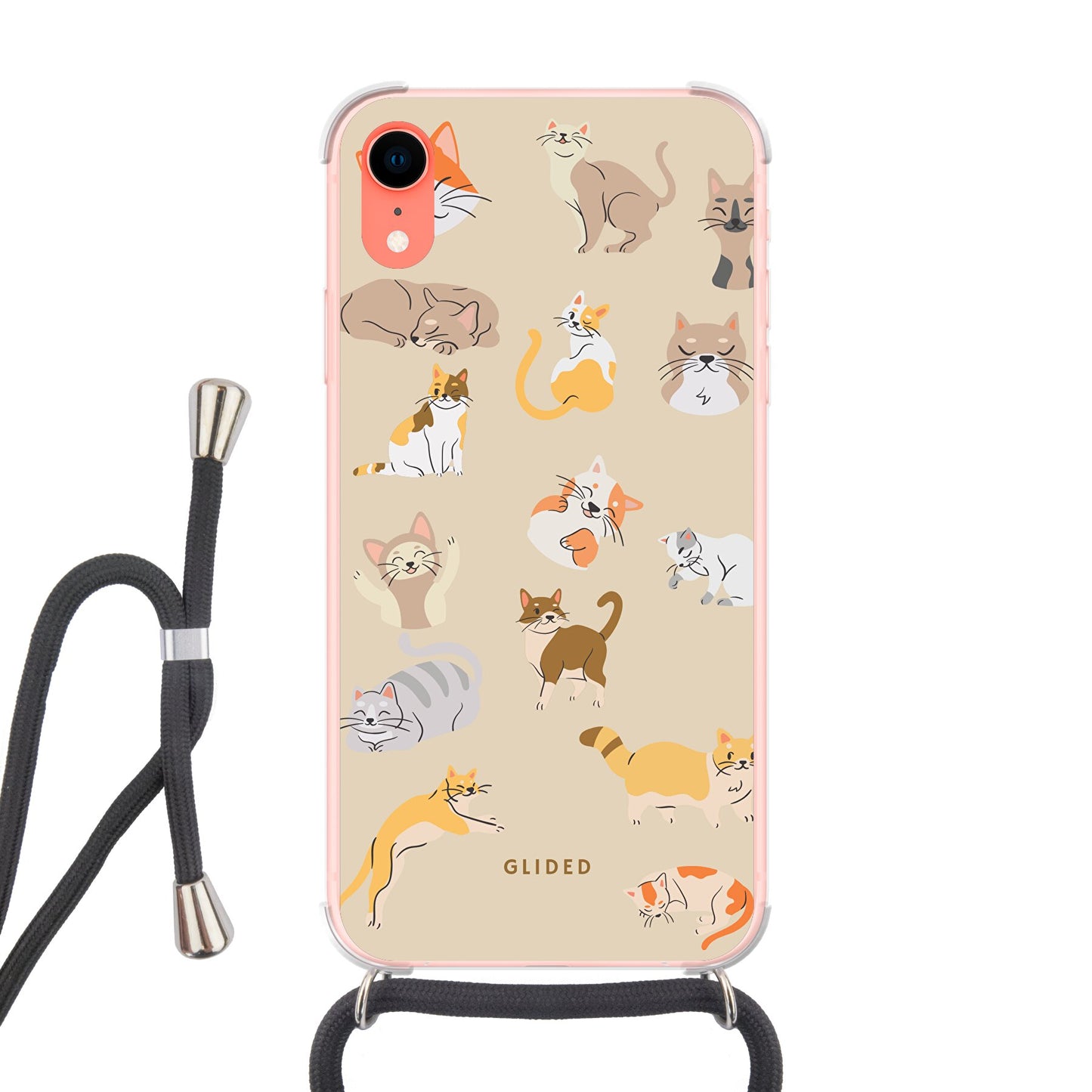 Meow - iPhone XR Handyhülle Crossbody case mit Band