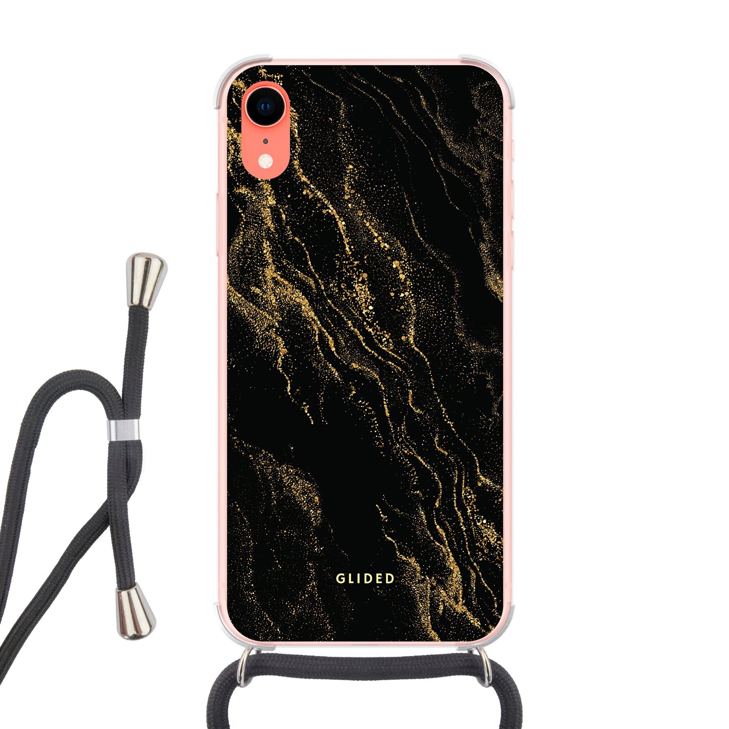 Black Marble - iPhone XR Handyhülle Crossbody case mit Band