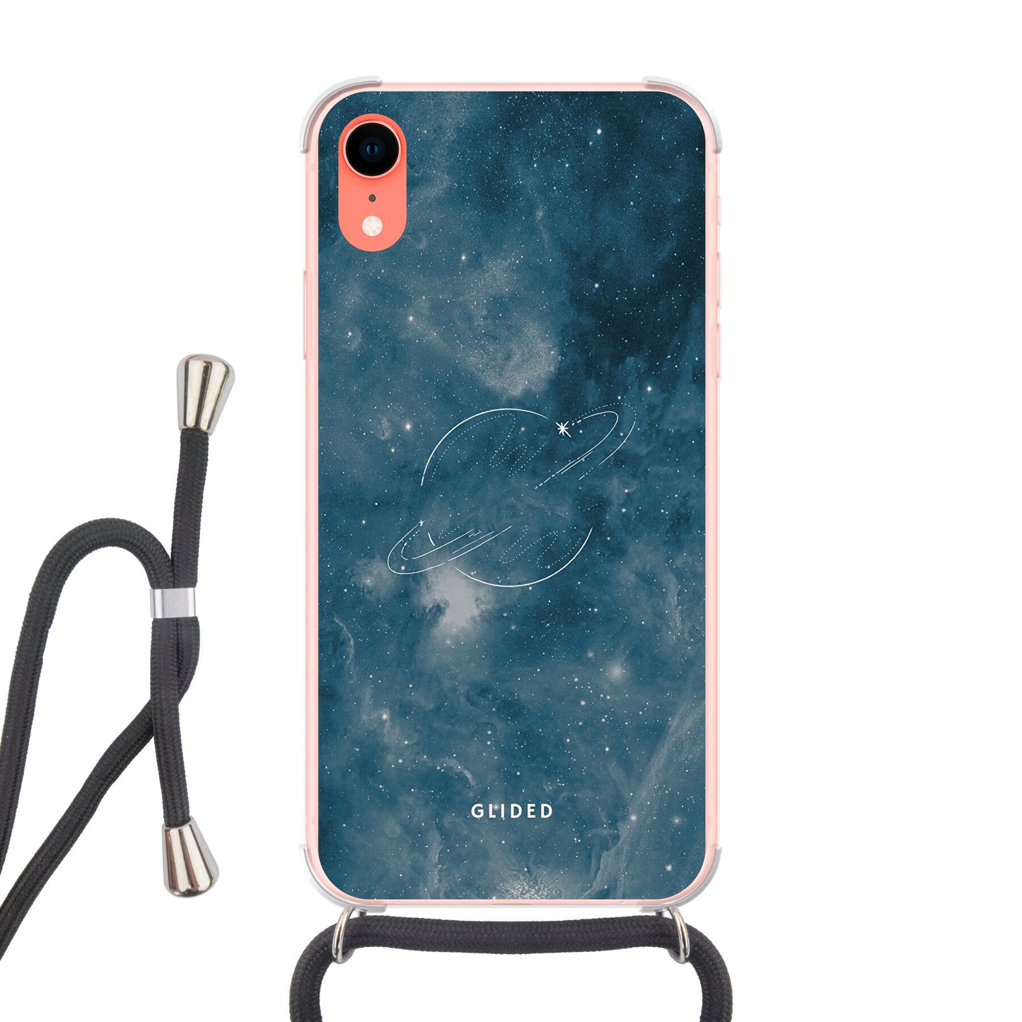 Space Time - iPhone XR Handyhülle Crossbody case mit Band