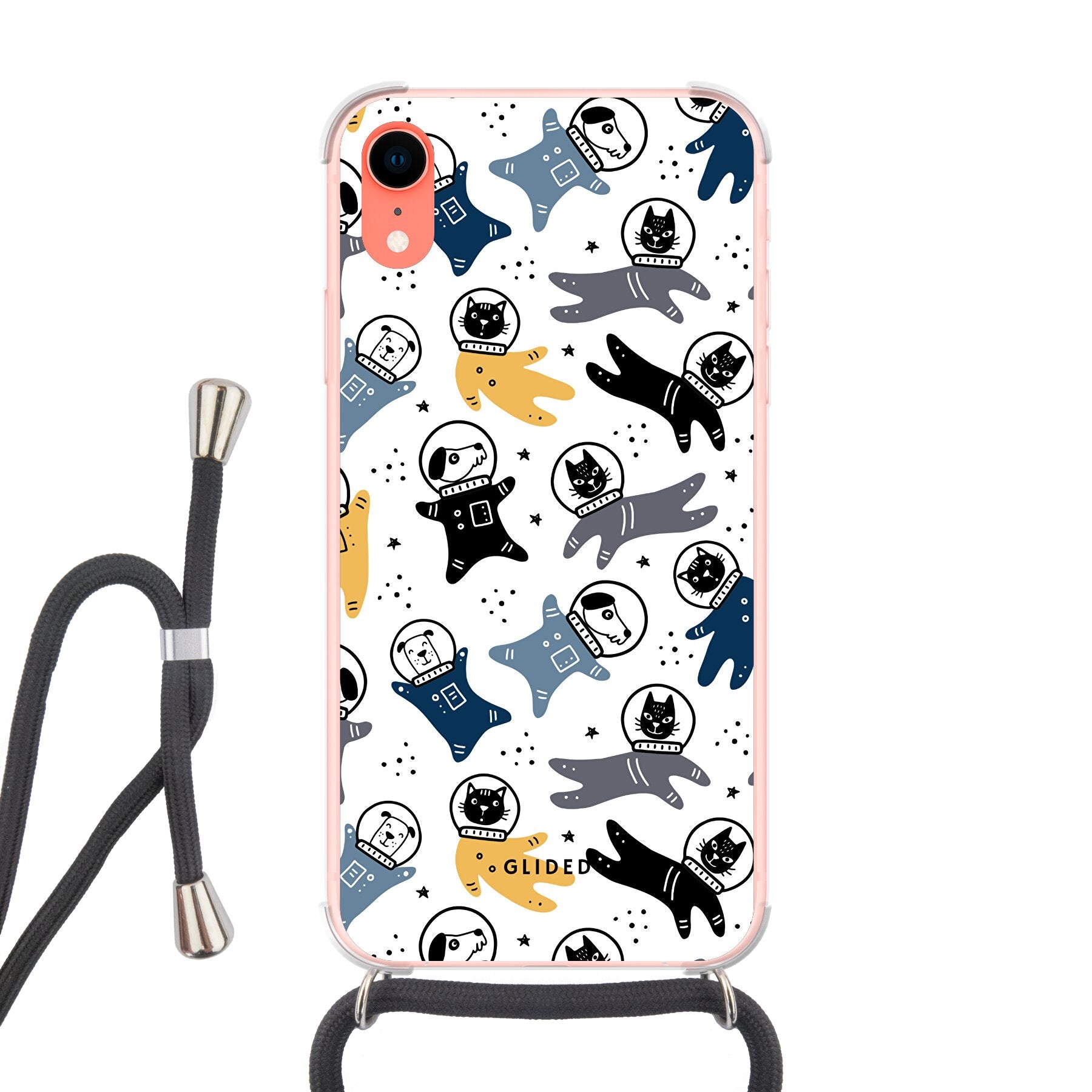 Paws Space - iPhone XR Handyhülle Crossbody case mit Band